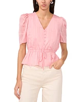 1.state Women's Puff-Sleeve Peplum Top