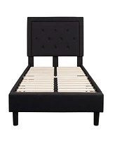 Slickblue Fabric Upholstered Platform Bed with Button Tufted Headboard