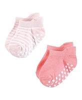 Hudson Baby Girls Non-Skid No-Show Socks Asst Stripes, 12-24 Months