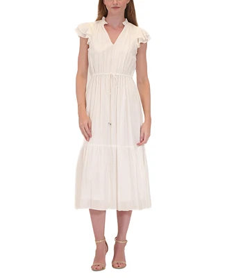 julia jordan Women's Flutter-Sleeve Tie-Waist Midi Dress