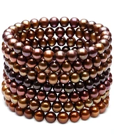 Belle de Mer 7-Pc. Set Dyed Chocolate Cultured Freshwater Baroque Pearl (6-7mm) Stretch Bracelets