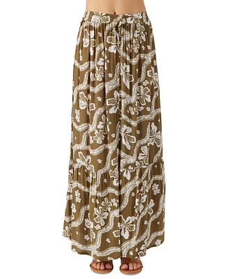 O'Neill Juniors' Blaine Printed Button-Front Maxi Skirt