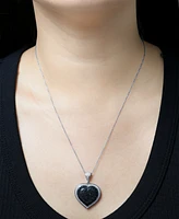 Black & White Diamond Heart Halo Cluster 18" Pendant Necklace (3/4 ct. t.w.) in Sterling Silver, Exclusively at Macy's