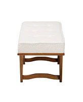 Baxton Studio Chenoa Japandi Cream Boucle Fabric and Walnut Brown Finished Wood Bench