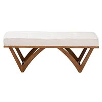 Baxton Studio Chenoa Japandi Cream Boucle Fabric and Walnut Brown Finished Wood Bench