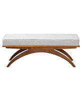 Baxton Studio Orella Japandi Light Grey Boucle Fabric and Walnut Brown Finished Wood Bench