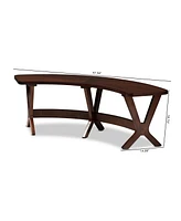 Baxton Studio Berlin Mid-Century Modern Walnut Finished Wood Curved Dining Bench