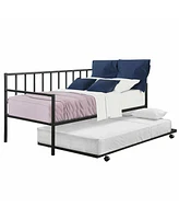 Slickblue Metal Daybed Frame with Roll-Out Trundle for Space-Saving Guest Accommodation