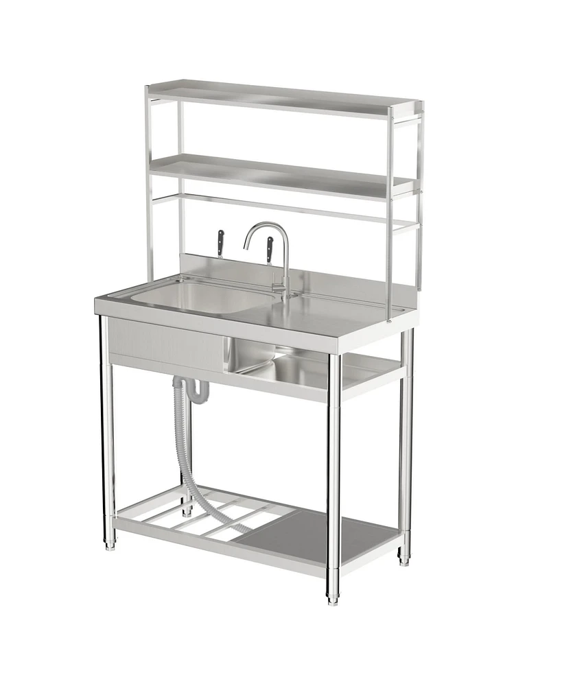 Lovmor 39.4 in. D x 19.7 in. W x 63 in. H Freestanding Laundry/Utility Sink Silver Kitchen Sink