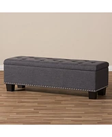 Baxton Studio Hannah Modern and Contemporary Dark Grey Fabric Upholstered Button-Tufting Storage Ottoman Bench