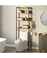 Slickblue Over the Toilet Storage Freestanding Modern Metal Wood Shelving Unit