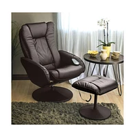 Slickblue Sturdy Faux Leather Electric Massage Recliner Chair w/ Ottoman