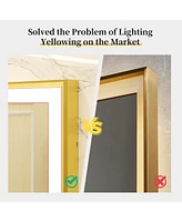Wisfor Led Vanity Mirror with Gold Frame Wall Mount Bathroom Mirror Frontlit Anti-Fog