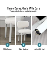 Dyhome Dining Chairs Set of 2, Upholstered Modern Dining Room Chairs, Tufted Sherpa Boucle Kitchen Chairs, Mid Century Dining Chair with White Metal L