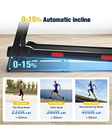 Redliro Foldable Treadmill, 15% Auto Incline, 350 lb Capacity, Bluetooth, Voice Control, Heart Rate Monitor, for Home & Officel