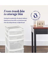 Homz Clear Plastic 4 Drawer Medium Home Storage Container Tower, White Frame