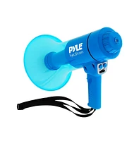 Pyle Waterproof Megaphone with Led Lights, 40W Power, Rechargeable Battery, Siren Function, Weatherproof, Ideal for Crowd Control, Blue