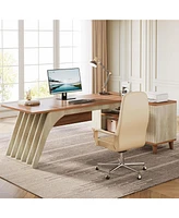 Tribesigns L-Shaped Executive Office Desk, 78.74" Large Computer Desk with Drawer and Lateral File Cabinet, Home Business Workstation Set with Storage