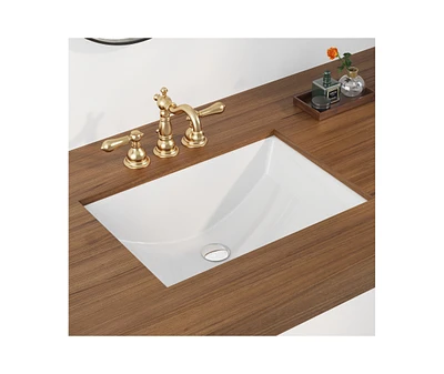 DeerValley Ally 21" x 15'' Undermount Bathroom Sink, Rectangular Bathroom Sink with Overflow