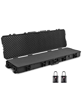 Yescom 53" Tactical Rifle Long Gun Hard Case Roller Tsa Padlock Portable Waterproof Explosion Resistance Outdoor Hunting