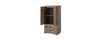 Slickblue Farmhouse Rustic 2-Drawer Bedroom Storage Armoire for Stylish and Functional Bedroom Organization