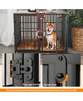 Bingopaw Heavy Wooden Dog Crate Furniture End Table Pet Kennel Puppy Cage w Four Doors