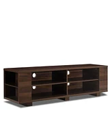 Slickblue Modern Tv Stand in Wood Finish for Flat-Screen Tv with Storage and Sleek Design