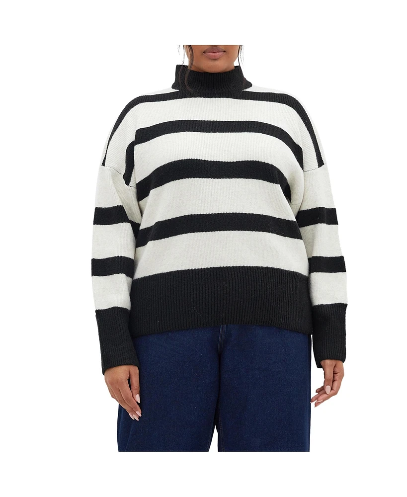 City Chic Plus Hampstead Wide Stripe Sweater