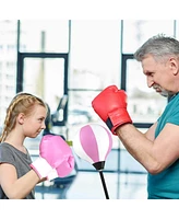 Costway Kids Punching Bag Toy Set Adjustable Stand Boxing Glove Speed Ball with Pump