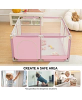 Comomy Baby Playpen Play Yard Portable 4 Panel Baby Safety Playpen for Infant Toddler