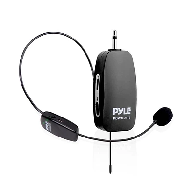 Pyle Uhf Wireless Microphone System with Headset Mic, Receiver, Usb Charging, and Audio Connection Cable