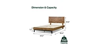 Slickblue Solid Wood Modern Platform Bed Frame with Adjustable Height Headboard