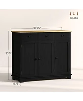 Homcom Buffet Cabinet, Bar Cabinet with 3 Drawers,