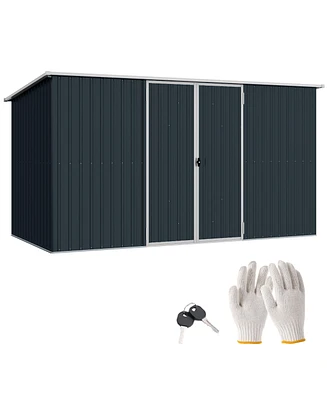 Outsunny 11.2' x 5.6' Metal Outdoor Storage Shed w/ Lock, Colde