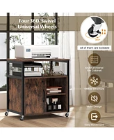 Gouun File Cabinet on Wheels with Charging Station and Cable Management Hole