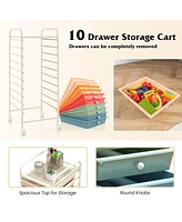 Gouun 10 Drawer Rolling Storage Cart Organizer with 4 Universal Casters