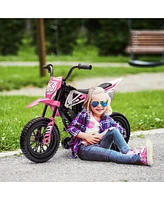 Qaba 12V Kids Motorcycle W/ Twist Grip Throttle, Rear Suspension,