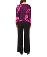 Vince Camuto Women's Floral Crewneck Long-Sleeve Sweater