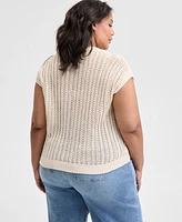 And Now This Trendy Plus Cap-Sleeve Crewneck Cardigan, Exclusively at Macy's