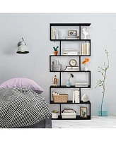 Gouun 6 Tier S-Shaped Bookshelf Storage Display Bookcase Decor Z-Shelf