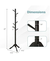 Gouun Adjustable Wooden Tree Coat Rack with 8 Hooks