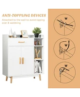 Gouun Floor Storage Cabinet Free Standing Cupboard Chest