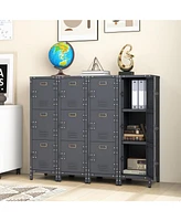 Gouun Metal Storage Locker with 3 Lockable Doors and Adjustable Feet