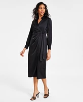 Bar Iii Women's Satin Tie-Front Dress, Exclusively at Macy's