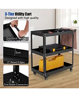 Gouun 3-Tier Rolling Tool Cart with Spacious Shelves 4 Universal Wheels and 2 Brakes