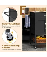 Gouun Rolling Kitchen Island Cart with Drawer and Towel Rack