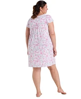Miss Elaine Plus Short-Sleeve Printed Short Gown