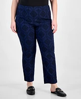 Jm Collection Plus Printed Jacquard Pants, Exclusively at Macy's