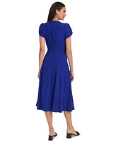 Calvin Klein Women's Tulip-Sleeve Tie-Waist A-Line Dress