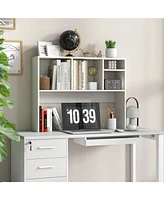 Gouun Computer Desktop Bookcase with 4 Cubbies and Open Back Compartment